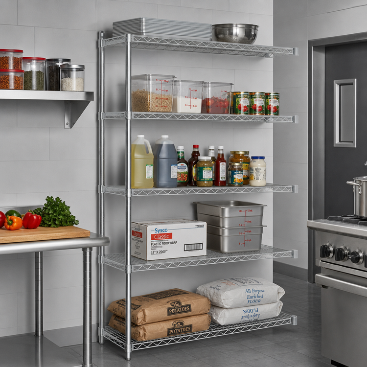 Product image #2 for Eagle Group Valu-Master 5-Tier Add-On Wire Shelving Unit, 60 x 21 x 86 Inches
