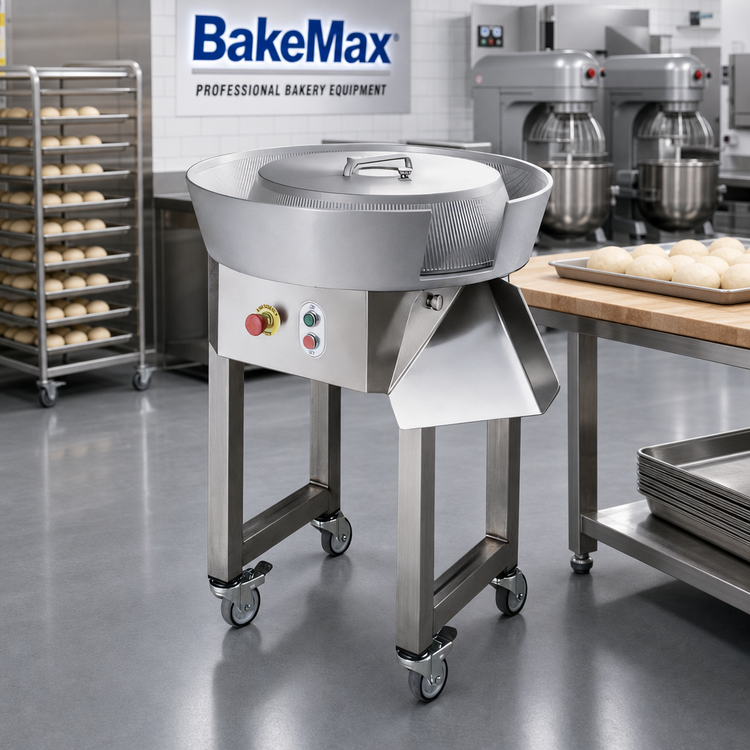 Product image #2 for BakeMax Floor Model Dough Ball Rounder with Legs and Casters, 70 to 1,200 Gram Capacity