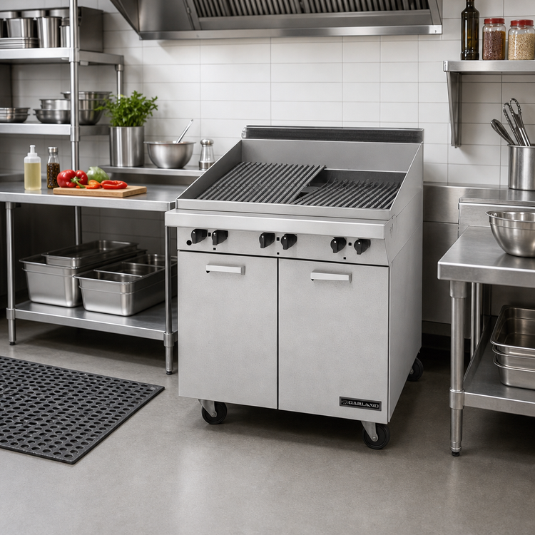 Product image #2 for Garland Master Series 24-Inch Briquette Gas Charbroiler with Storage Base, 60,000 BTU