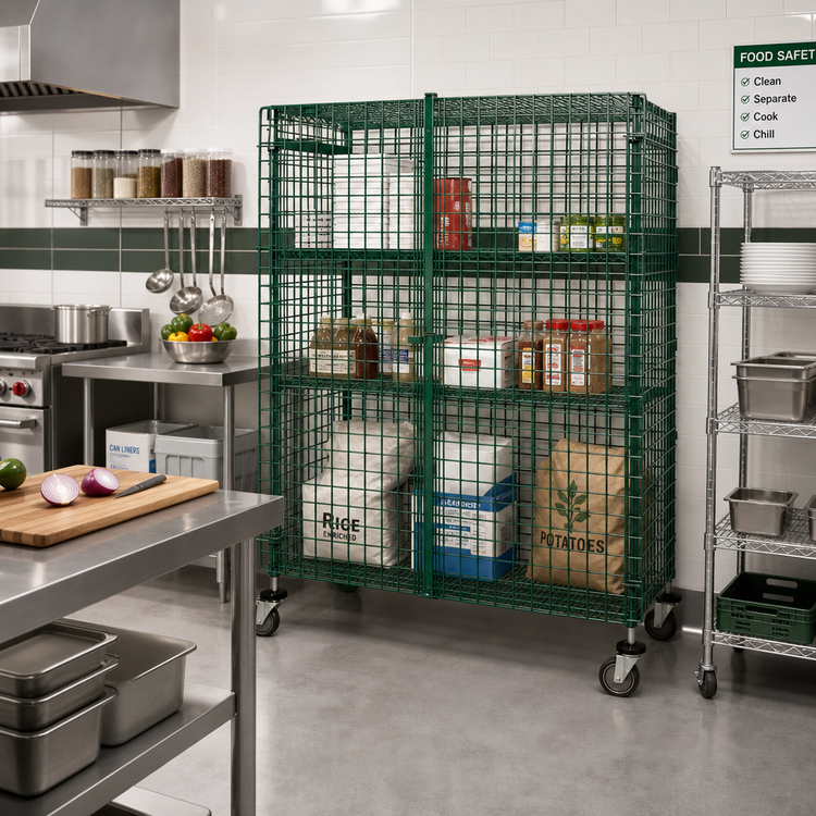 Product image #2 for Quantum 60"W x 21"D x 63"H Stationary Wire Security Cage, Green Epoxy