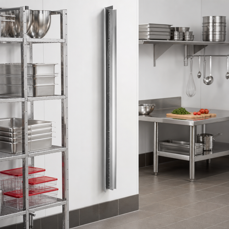 Product image #2 for Eagle Group Stainless Steel Standard Wall-Mounted Cantilever Shelving Upright, 144-Inch High