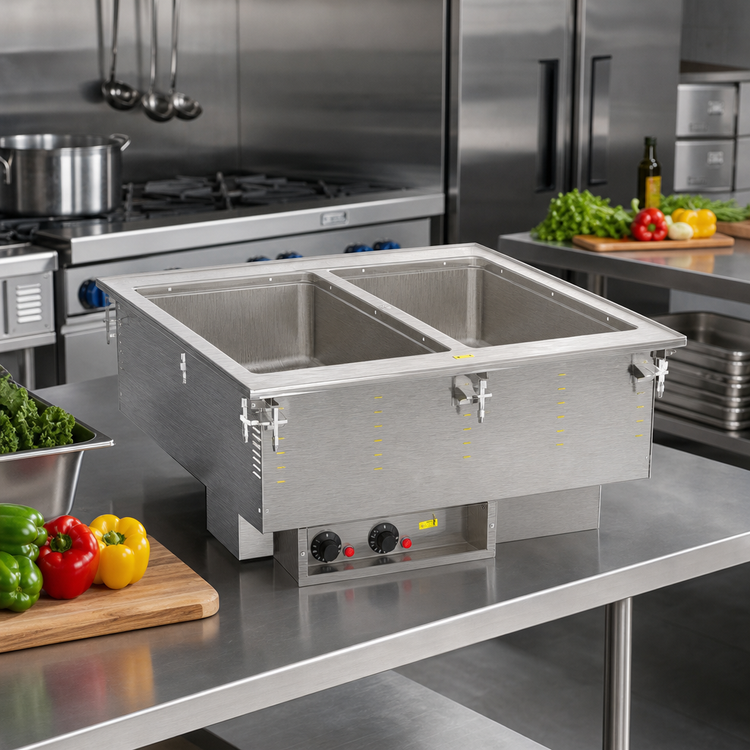 Product image #2 for Vollrath Two-Well Electric Drop-In Hot Food Well with Thermostatic Controls, 12 x 20 Marine-Grade 316 Stainless Steel Wells
