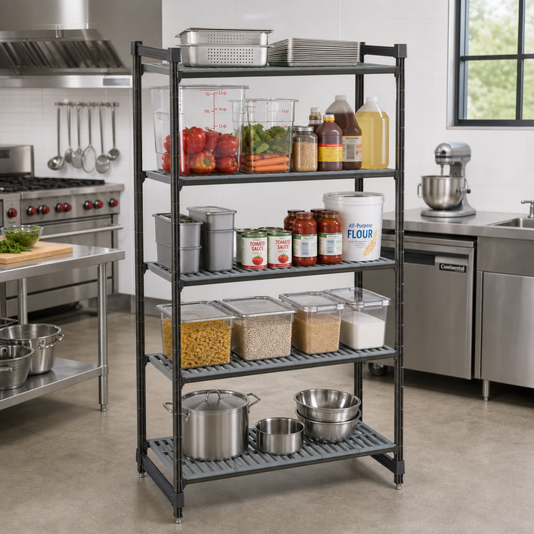 Product image #2 for Cambro Camshelving® Basics Plus 36" Wide x 24" Deep x 72" High 5-Tier Stationary Starter Unit, Vented, Brushed Graphite