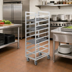 Thumbnail image #2 for Channel Manufacturing 448A3 Aluminum End-Load Cafeteria Tray Rack, 8-Tray, 15 x 20-Inch Trays, 5-Inch Swivel Casters