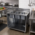 Thumbnail image #2 for BK Resources Three-Compartment Stainless Steel Sink Cabinet, Open Front, 36 x 24 x 39-3/4 Inches