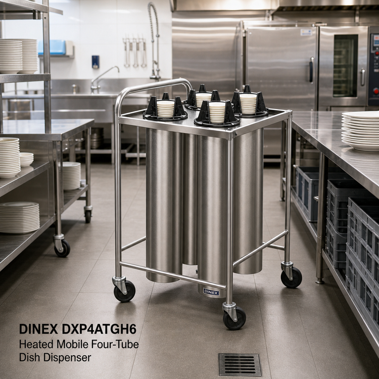 Product image #2 for Dinex DXP4ATGH6 Heated Mobile Four-Tube Dish Dispenser