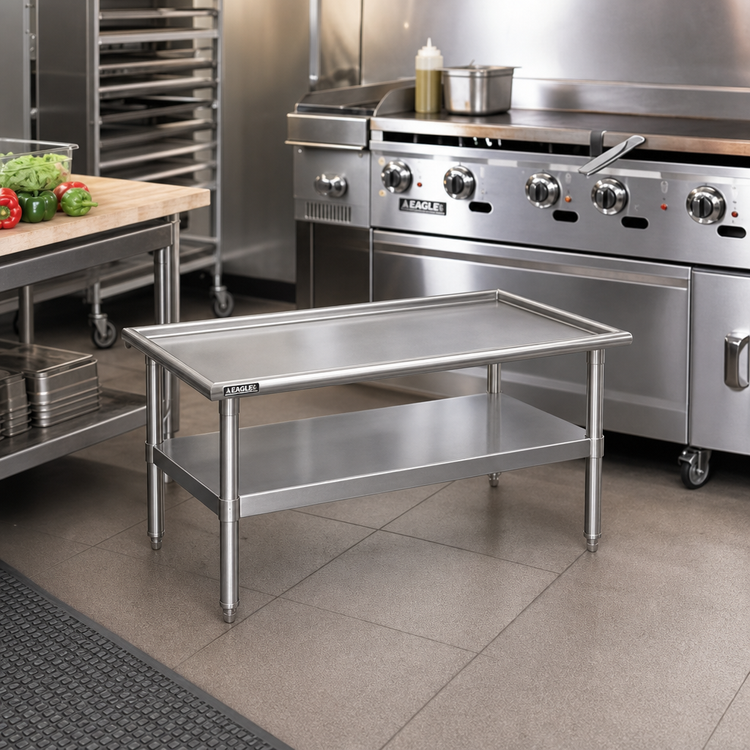 Product image #2 for Eagle Group 24-3/8 Inch Stainless Steel Griddle Equipment Stand with Adjustable Undershelf