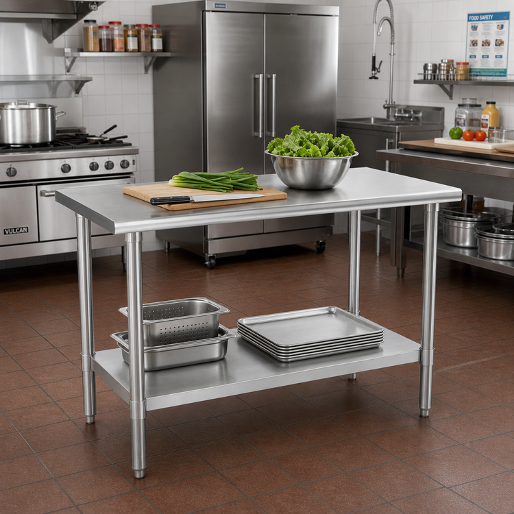 Product image #2 for Eagle Budget Series 30 x 30 Inch 430 Stainless Steel Work Table with Adjustable Undershelf