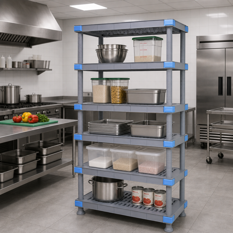 Product image #2 for Millenia 5-Shelf Stationary Polymer Shelving Starter Unit, 42W x 24D x 86H, Gray