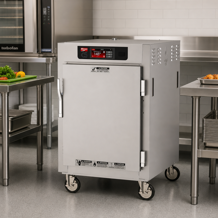 Product image #2 for Metro C5 8 Series Pass-Thru Controlled Temperature Holding Cabinet, 1/2 Height, Combination Doors, 8 Pan Capacity, 120V