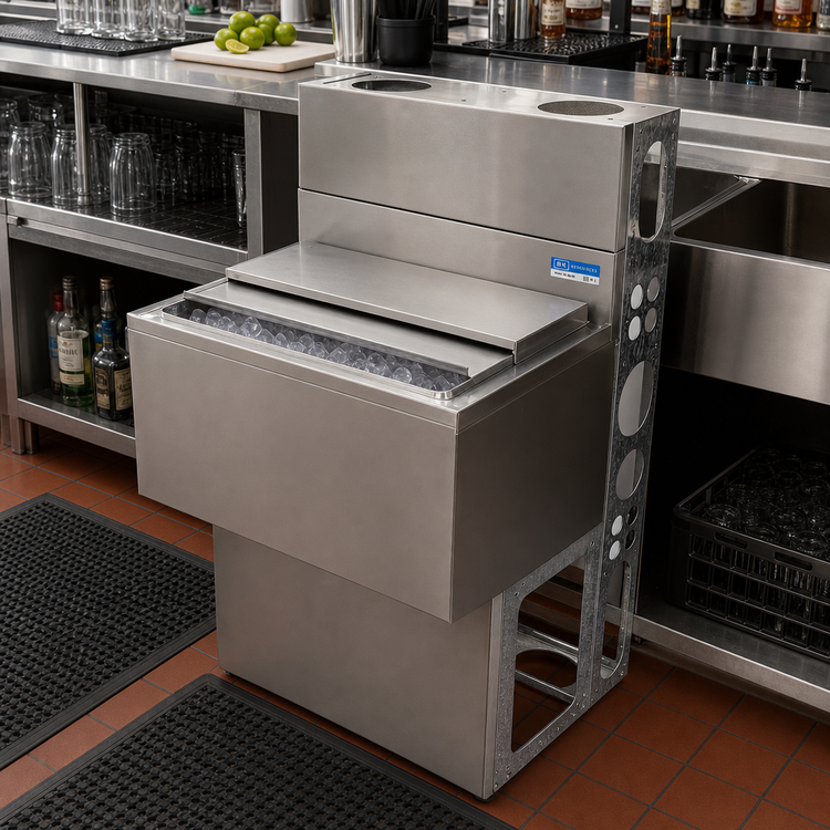 Product image #2 for BK Resources Underbar Ice Bin with 7-Circuit Cold Plate, 66 lb Capacity, Stainless Steel