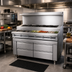 Thumbnail image #2 for Titan JMSS-06-T-72 Fire & Ice 72-Inch Gas Sauté Station with 6 Open Burners and Refrigerated Rail