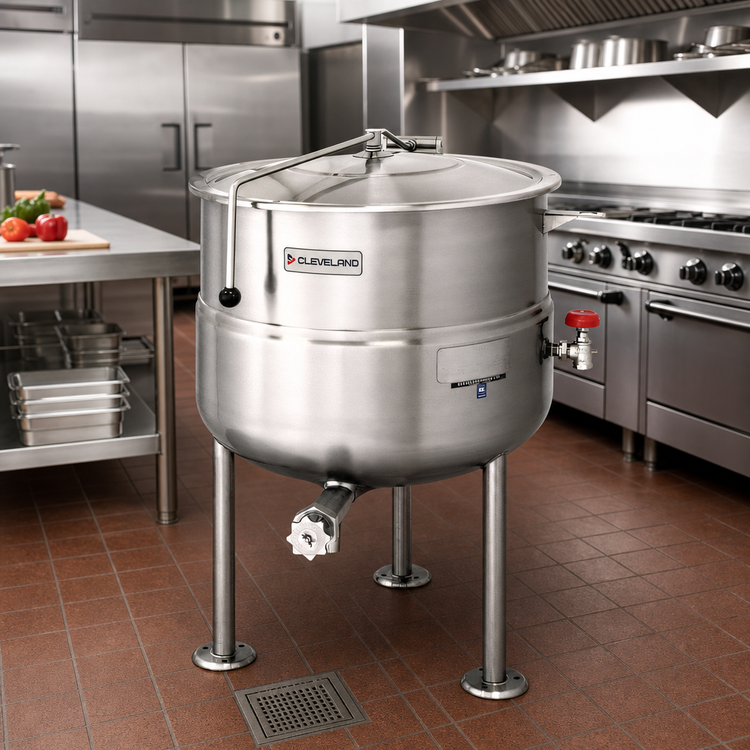 Product image #2 for 60-Gallon Direct Steam Kettle with 2/3 Steam Jacket and Tri-Leg Base