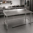 Thumbnail image #2 for Eagle Group Spec-Master T30120STEM-BS Stainless Steel Work Table, 120 x 30 in, 14-Gauge 300 Series Top, 4-1/2 in Backsplash, Open Crossrail Base