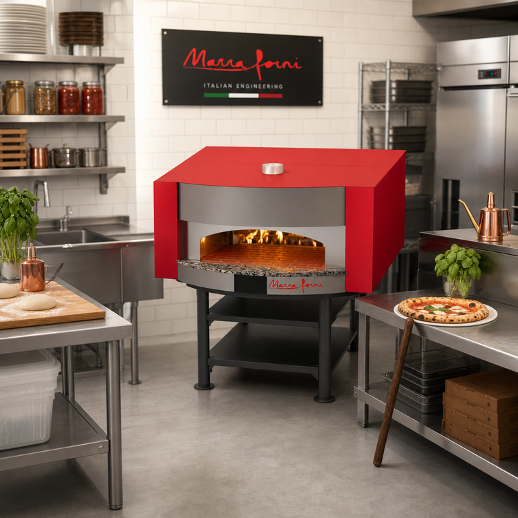 Product image #2 for Marra Forni MS71-59W Square Wood-Fired Brick Deck Pizza Oven with Steel Stand