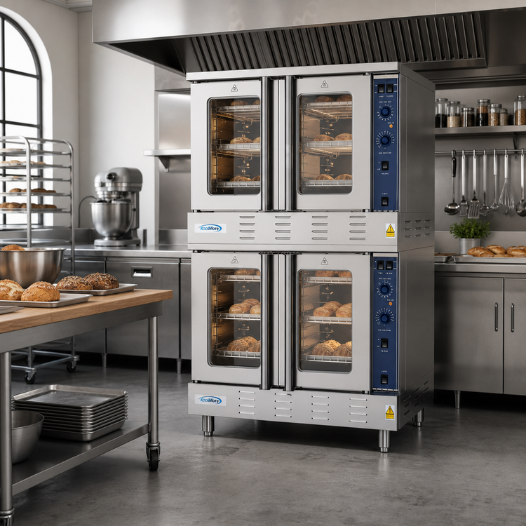 Product image #3 for KoolMore 38-Inch Full-Size Double-Deck Liquid Propane Commercial Convection Oven with Stacking Kit