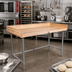 Thumbnail image #2 for John Boos 96-Inch Baker's Top Work Table with Maple Top, Stainless Steel Legs, and 4-Inch Coved Riser