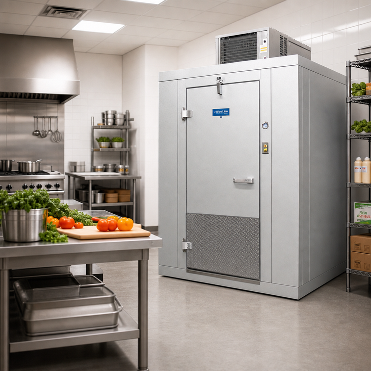 Product image #2 for Indoor Floorless Walk-In Cooler with Remote Pre-Assembled Refrigeration, 6' x 10' x 7'4", Right-Hinge Door