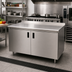 Thumbnail image #2 for Advance Tabco 72 x 36 Inch Enclosed Stainless Steel Work Table with Cabinet Base, Mid-Shelf, Hinged Doors