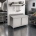 Thumbnail image #2 for John Boos Enclosed Stainless Steel Work Table with Cabinet Base and Hinged Doors, 36 x 24 Inches, 5-Inch Backsplash