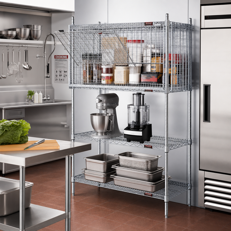 Product image #2 for Eagle 21-Inch x 60-Inch Security Enclosure Kit for Wire Shelving with Flip-Up Door, Chrome Finish