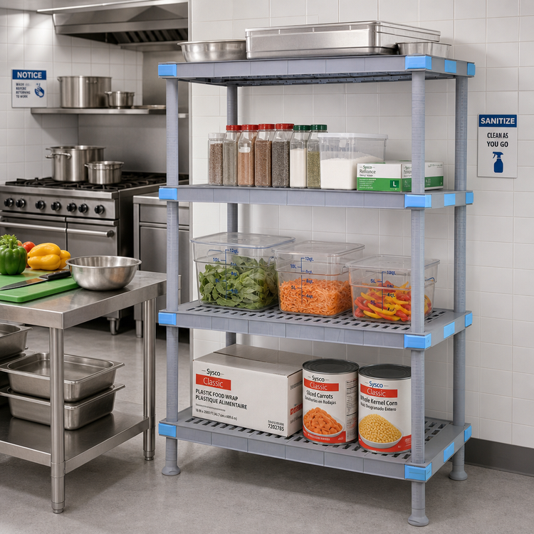 Product image #2 for Quantum Millenia 4-Shelf Louvered Polymer Shelving Starter Unit, 42" W x 21" D x 50" H, Gray