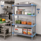Thumbnail image #2 for Quantum Millenia QP214250VS-4 4-Shelf Louvered Polymer Shelving Starter Unit, 42" W x 21" D x 50" H, Gray