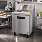 Thumbnail image #2 for Hoshizaki Steelheart SR27B-8 27-Inch Sandwich Top Prep Refrigerator, 1 Section, 1 Door, 8-Pan, Stainless Steel, Front-Breathing