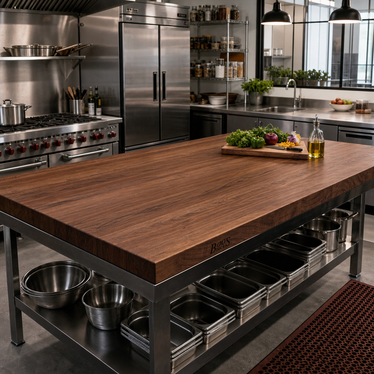 Product image #2 for John Boos Boos Block American Black Walnut Edge Grain Kitchen Countertop, 96 x 30 x 3 Inches, Varnique Finish