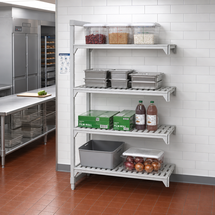 Product image #3 for Cambro Camshelving Premium 4-Shelf Vented Add-On Polymer Shelving Unit, 21 x 42 x 72 Inches, Speckled Gray