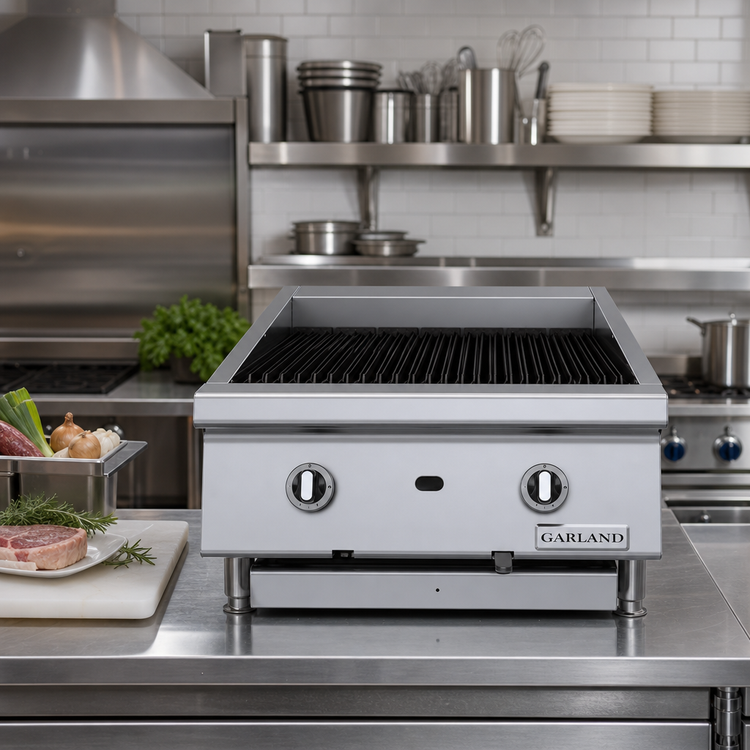 Product image #2 for Garland 24-Inch Countertop Gas Ceramic Briquette Charbroiler with Adjustable Cast Iron Grates