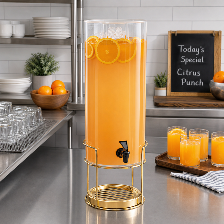 Product image #2 for Mid-Century 3 Gallon Round Beverage Dispenser with Ice Chamber and Drip Tray