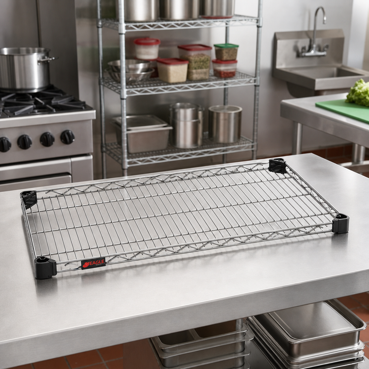 Product image #2 for Eagle Group QuadTruss Quad-Adjust Reverse Mat Wire Shelf, 36 x 14 Inches, Stainless Steel Finish