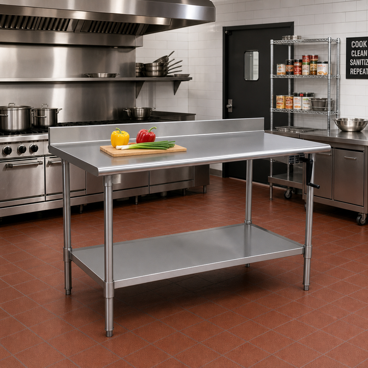 Product image #2 for Eagle AdjusTable ADA/Ergonomic Height Adjustable Stainless Steel Work Table with 4-Inch Backsplash, 72 x 24 Inches