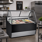 Thumbnail image #2 for Omcan USA 49007 Curved-Glass Gelato Display Showcase, 10 x 5-Liter Tray Capacity, 55-Inch Wide