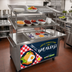 Thumbnail image #2 for Advance Tabco Stainless Steel Mobile Ice-Cooled Serving Cart with 52-Inch Double Slanted Overshelf