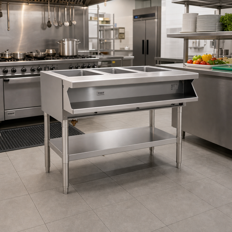 Product image #2 for Eagle Group 2-Well Sealed Well Electric Hot Food Table with Open Shelf Base, 33-Inch Wide, 120V