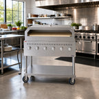 Thumbnail image #2 for Koolmore CGKIT4-48P Commercial Outdoor Propane Grill with Pizza Oven, Mobile, Stainless Steel