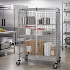 Thumbnail image #2 for Quantum M1848-69SEC Mobile Wire Security Cage with Locking Doors, Chrome, 48W x 18D x 69H