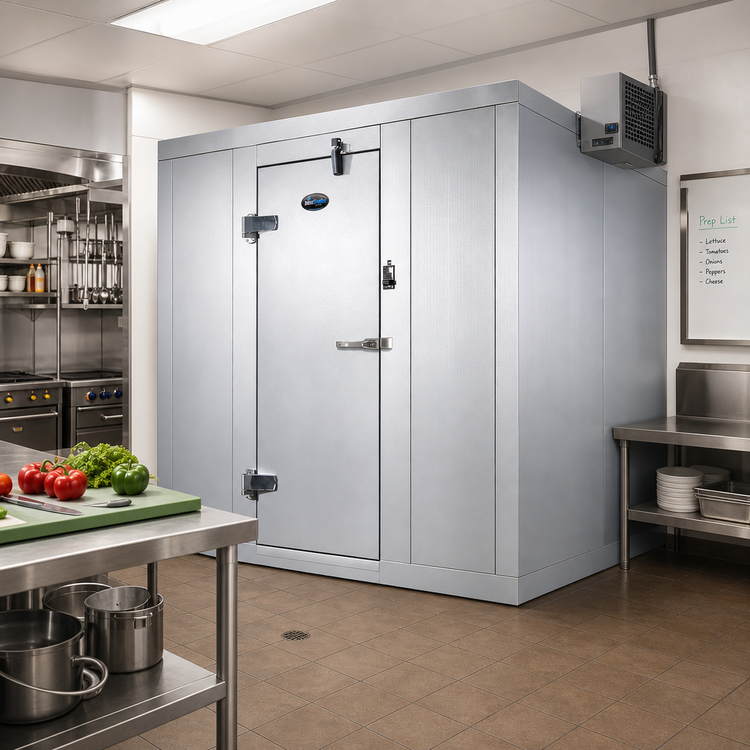 Product image #2 for AmeriKooler Indoor Quick Ship 6' x 8' Walk-In Cooler with Floor, 7'7" H, Remote R-448A Refrigeration