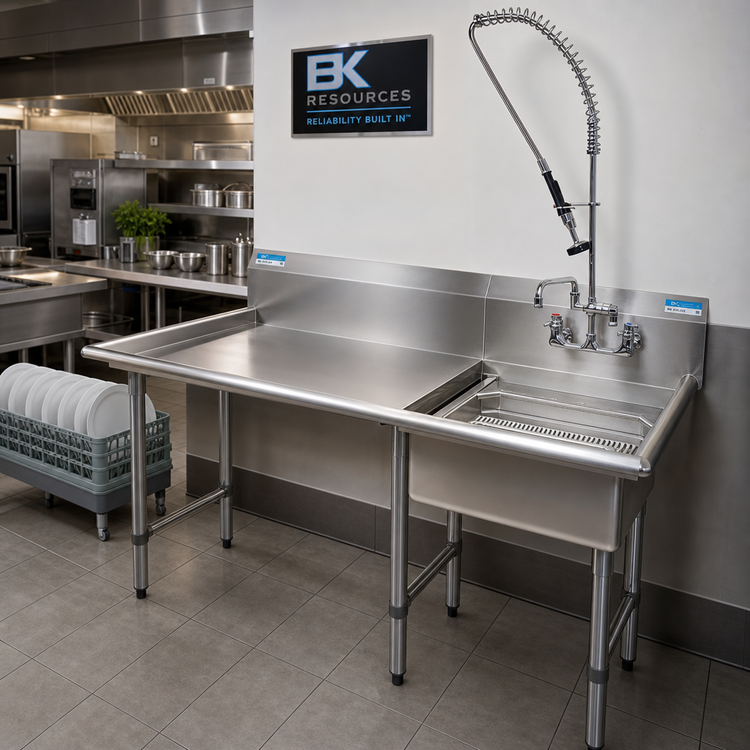 Product image #2 for BK Resources 48-Inch Straight Right-to-Left Dish Table Kit with Pre-Rinse Assembly