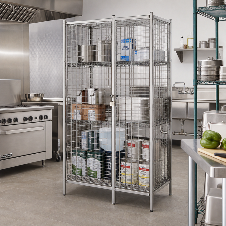 Product image #2 for Metro Super Erecta Stationary Stainless Steel Security Cage, 38-1/2 x 27-1/4 x 66-13/16 Inches
