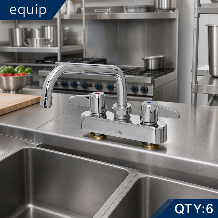 Product image #2 for Commercial 4-Inch Center Deck Mount Mixing Faucet with 6-Inch Swing Nozzle
