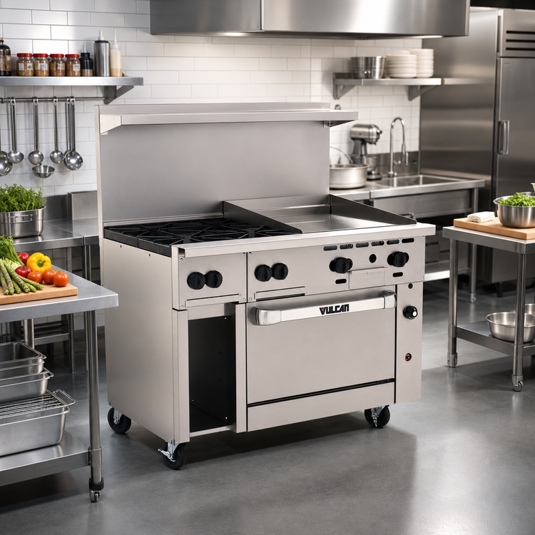 Product image #2 for Vulcan Endurance 48-Inch Gas Restaurant Range with 8 Open Burners and Standard Oven