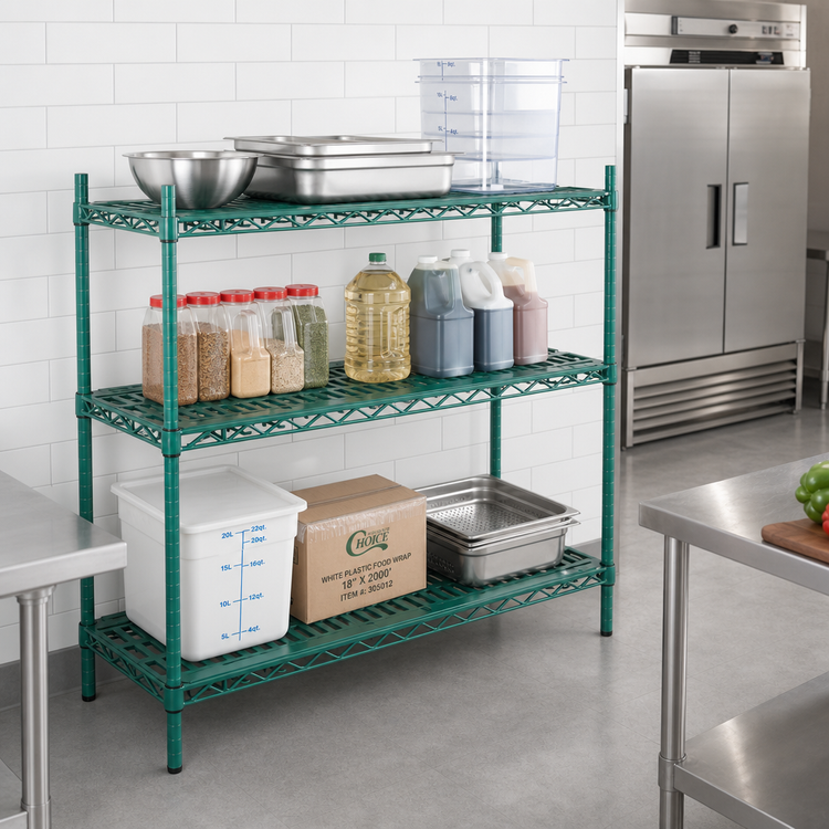 Product image #2 for QuadPLUS Louvered Polymer Shelf Mat with Wire Quad-Adjust Frame, 72 Inch x 24 Inch, Green