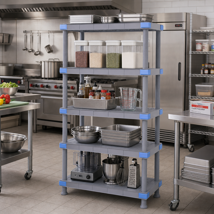 Product image #2 for Quantum Millenia 24"W x 18"D x 50"H 5-Shelf Solid Polymer Stationary Starter Shelving Unit, Gray