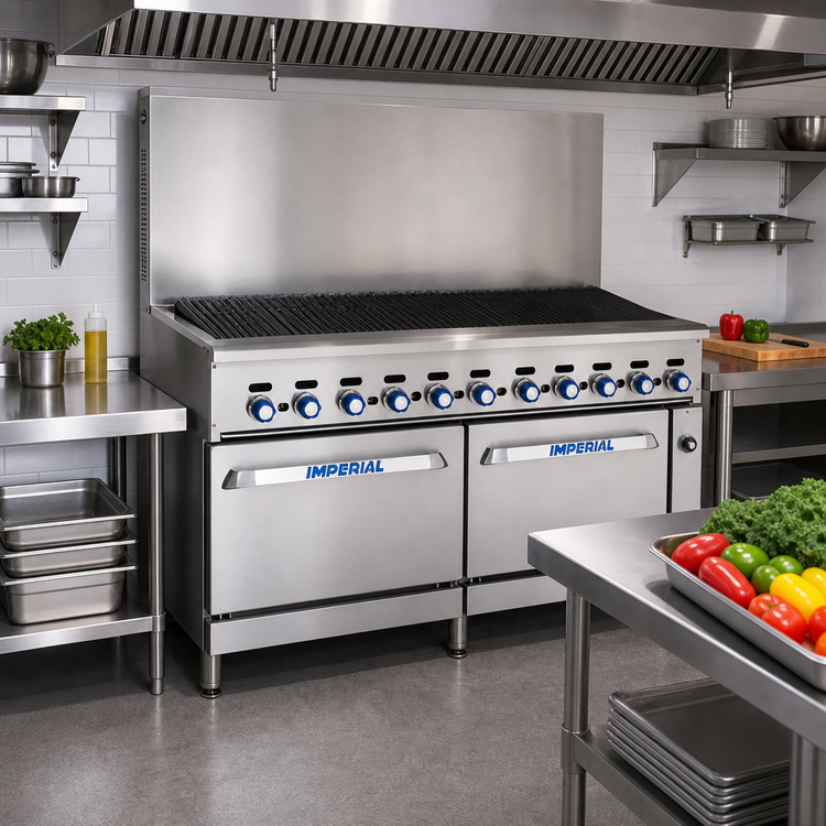 Product image #2 for Imperial Pro Series 48-Inch Gas Charbroiler Range Match with (2) Space Saver Ovens