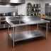Thumbnail image #2 for John Boos 60-Inch x 30-Inch Stainless Steel Sink Table with Left Prep Sink, 5-Inch Backsplash and Undershelf