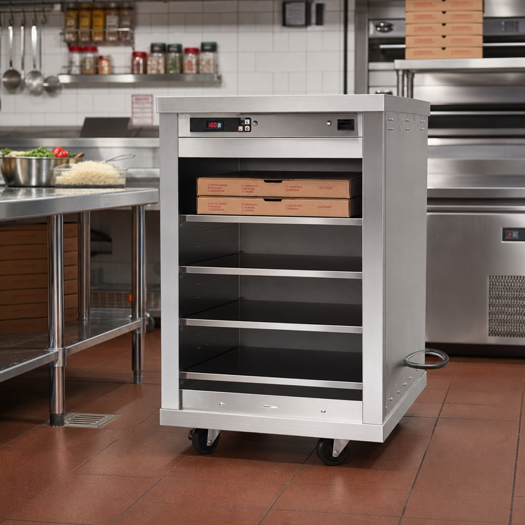Product image #2 for Carter-Hoffmann DF1818-4 Heated Doorless Pass-Through Pizza Box Holding Cabinet, Half-Height, 4 Shelves