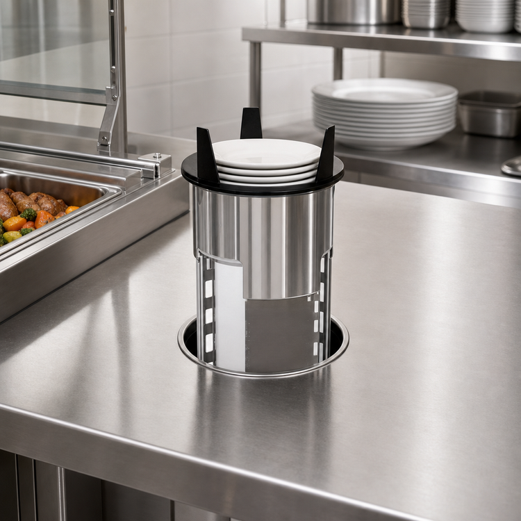 Product image #2 for Atlas Metal PDH-5 Heated Drop-In Shielded Plate Dispenser, 5" Max Plate Size